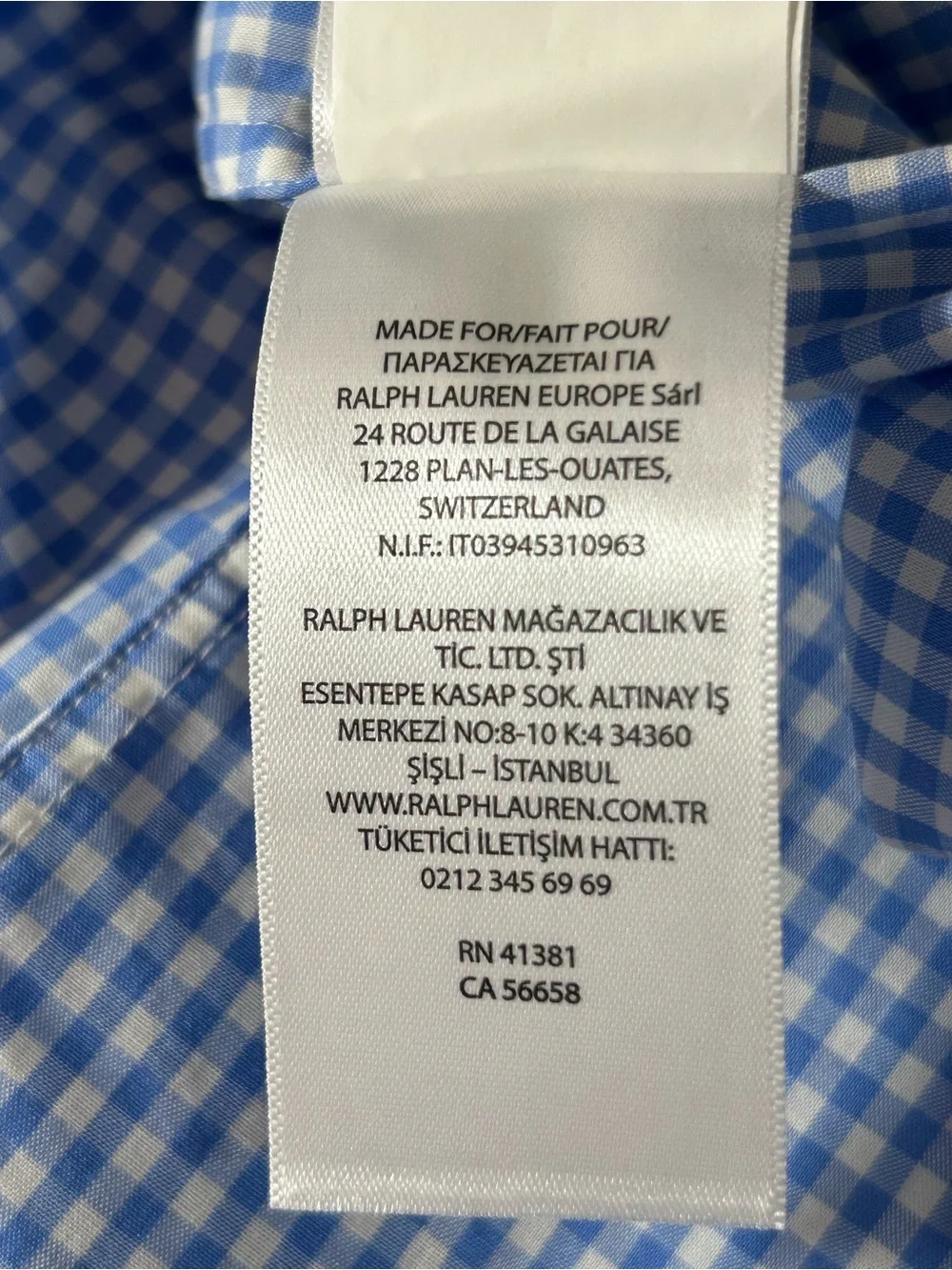 Ralph Lauren Men’s XL Blue Gingham Check Classic Fit Button Down Shirt